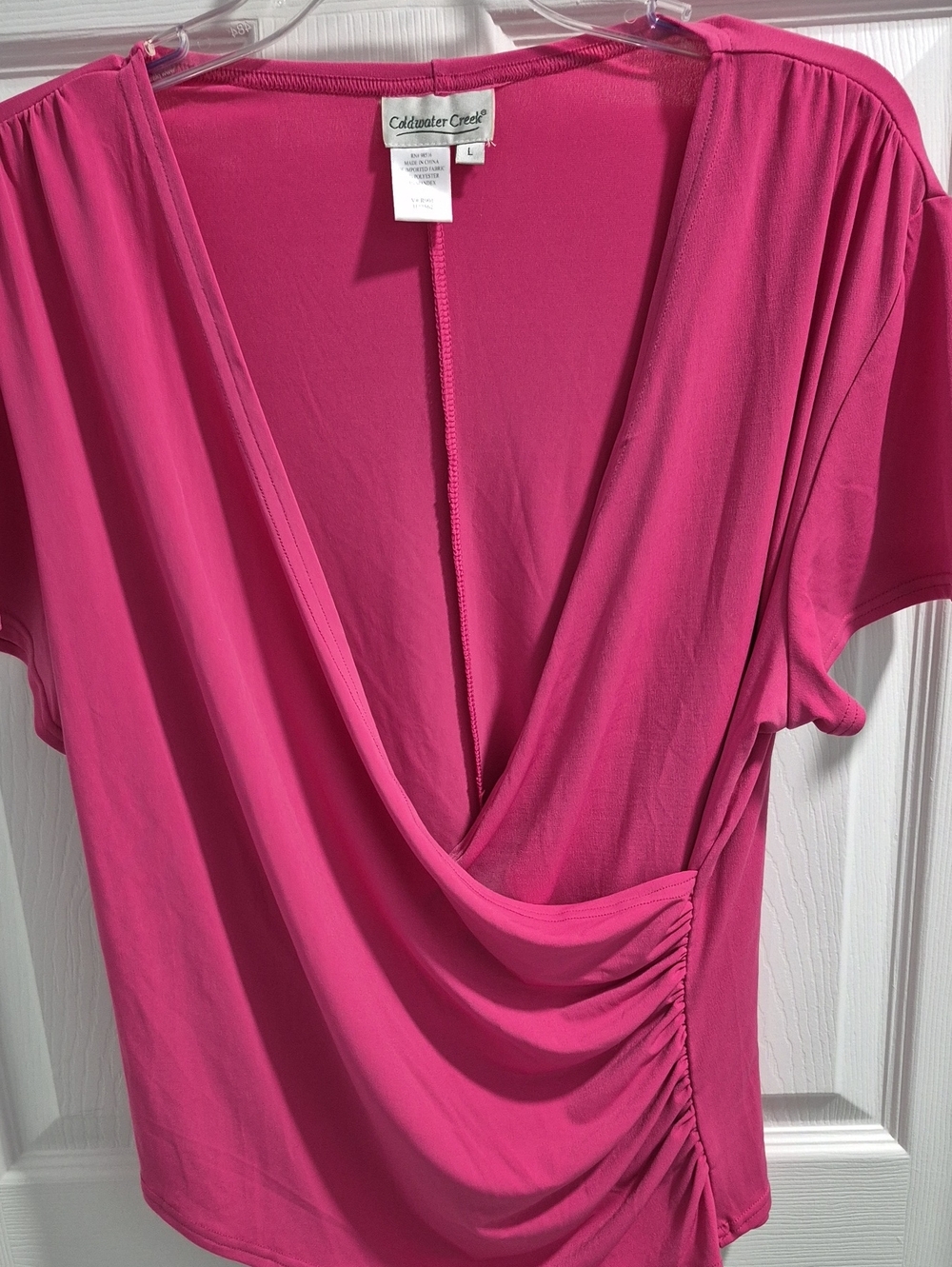 Coldwater Creek Women's Fuchsia Draped V-Neck Top